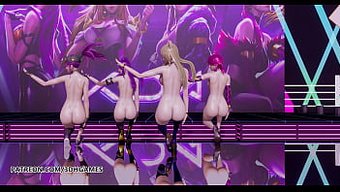 League Of Legends Karakterlerinin Striptiz Halinde 3d Animasyonlu Cosplay'I.
