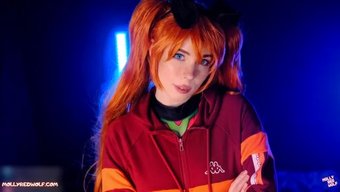 Molly Red Wolf, Evangelion Asuka Langley'De Dağılan Bir Sakso Çekiyor Ve Amına Boşalıyor