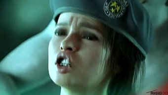 Büyük Göğüslü Futa Jill Valentine Sert Bir Şekilde Beceriliyor