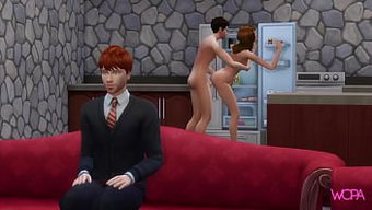 Ron Wesley Hentai Animasyonunda Izlerken, Hermione'Nin Harry Potter Tarafından Götünden Sikişini Izleyin