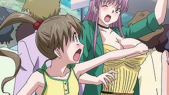 Küçük Bir Gencin Sansürsüz Bir Hentai'De Kadınlarla Halka Açık Tren Macerası.