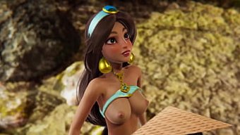 Raya'Nın Irklararası Creampie Fantezisi, Disney Futanari'De Jasmine Ile Gerçek Oluyor