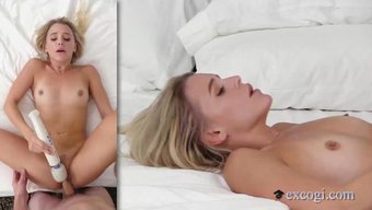 Ince Genç Evelyn, Ilk Porno Sahnesinde Yoğun Bir Şekilde Sikilmeden Önce Bir Seks Oyuncağı Kullanıyor